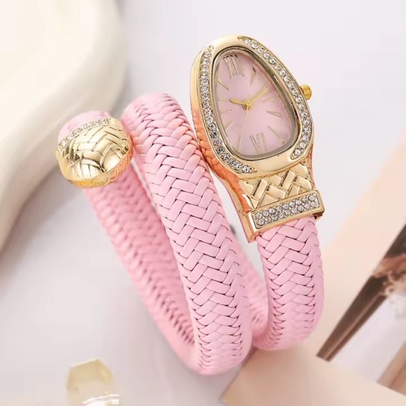 Anthropologie Accessories - Serpenti Pink Gold Braided Snake Wrap Women's Watch